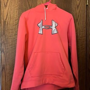 Pink Under Armour hoodie, size Large